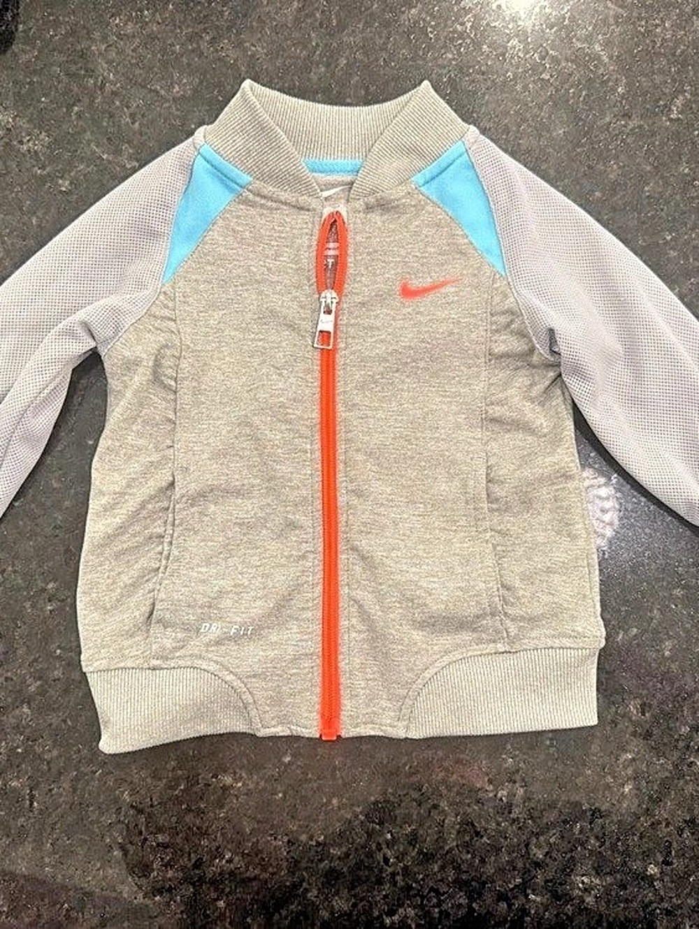 Nike Toddler Boys Dri-FIT Full-Zip Track Jacket Gray & Blue 2T